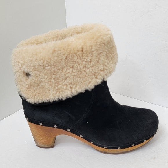 UGG AUSTRALIA Lynnea Clog Boot Shearling Fur & Suede Shoe - Picture 6 of 9